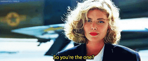 Kelly McGillis from Top Gun says, "So you're the one?" Identify your one ideal client before writing web copy.